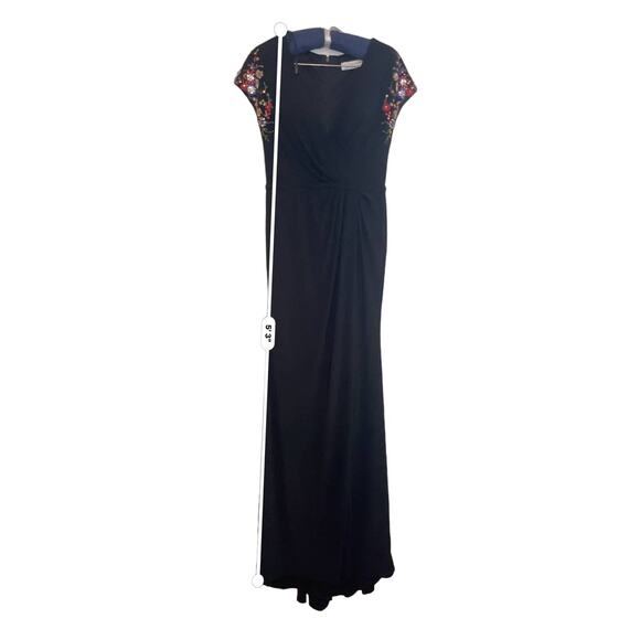 MAC DUGGAL EMBELLISHED SLEEVE JERSEY WRAP GOWN size 6 (S) - Picture 9 of 12